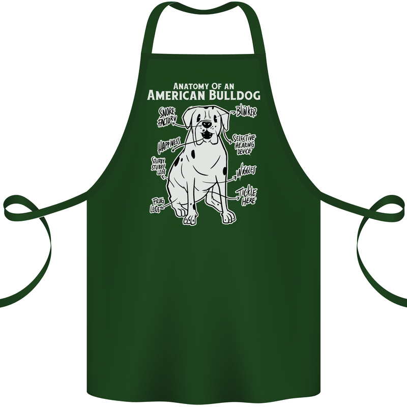 American Bulldog Anatomy Funny Dog Cotton Apron 100% Organic Forest Green