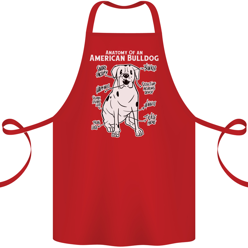 American Bulldog Anatomy Funny Dog Cotton Apron 100% Organic Red