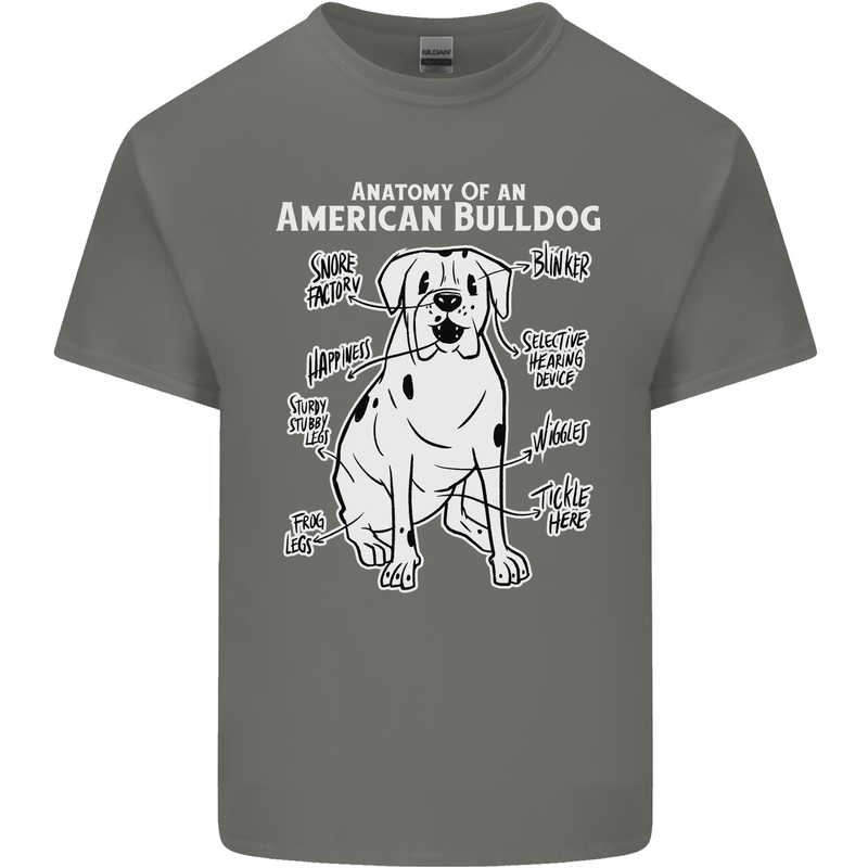 American Bulldog Anatomy Funny Dog Mens Cotton T-Shirt Tee Top Charcoal