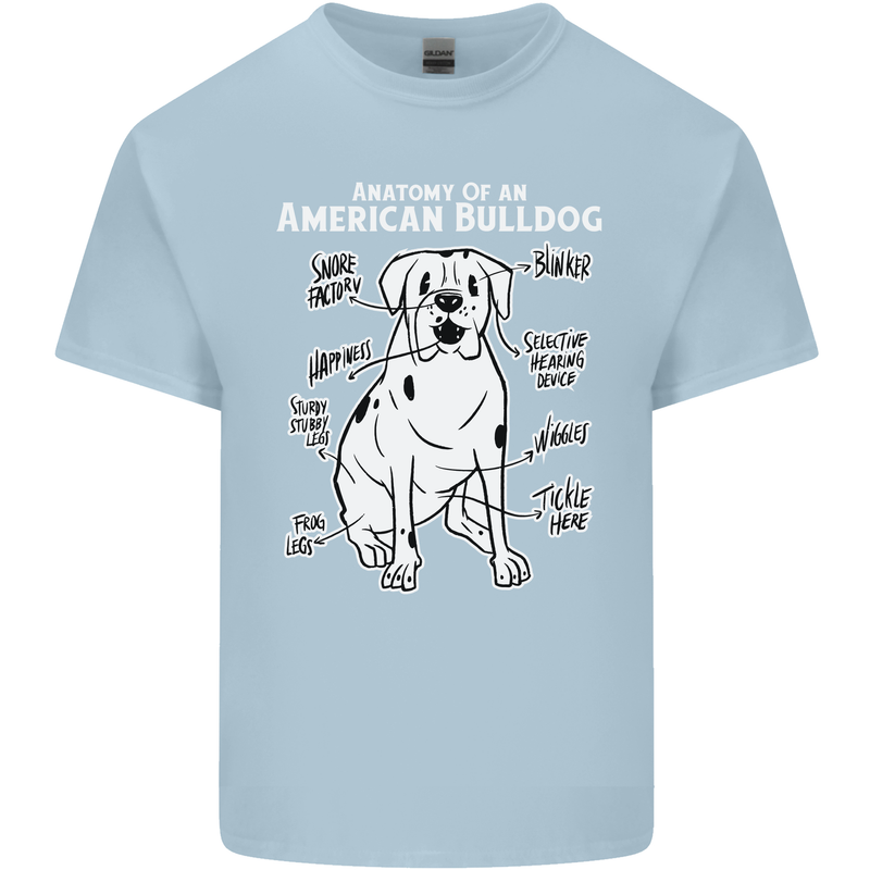 American Bulldog Anatomy Funny Dog Mens Cotton T-Shirt Tee Top Light Blue