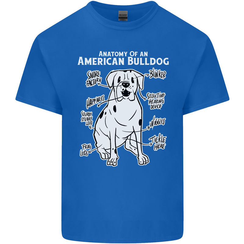 American Bulldog Anatomy Funny Dog Mens Cotton T-Shirt Tee Top Royal Blue