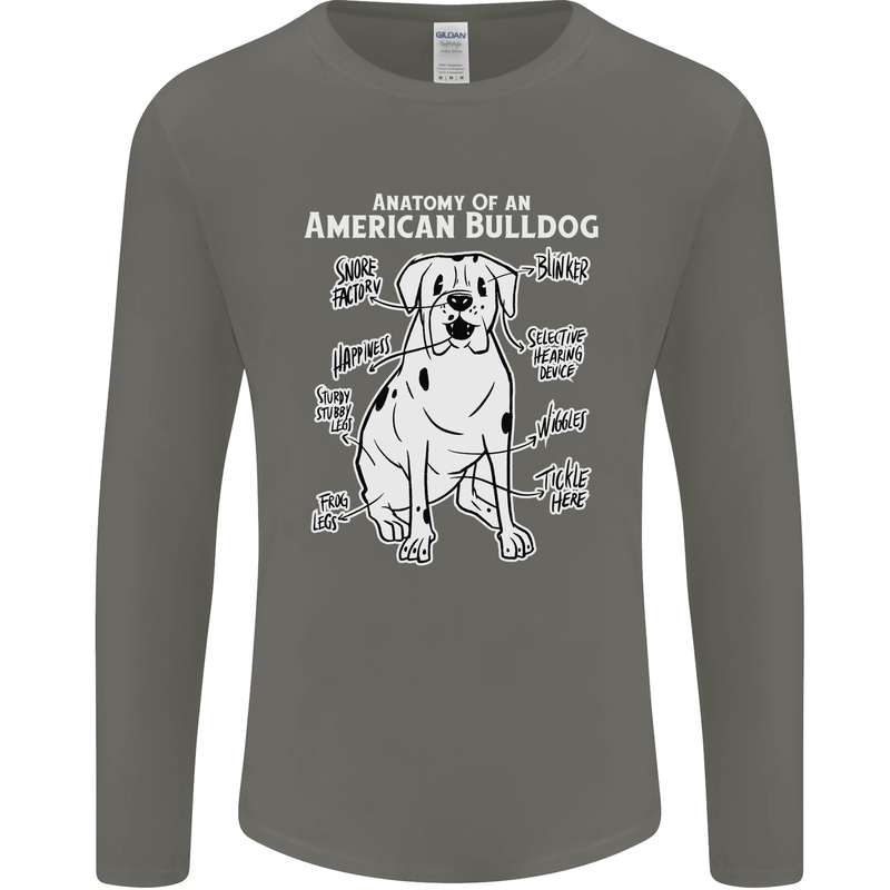 American Bulldog Anatomy Funny Dog Mens Long Sleeve T-Shirt Charcoal