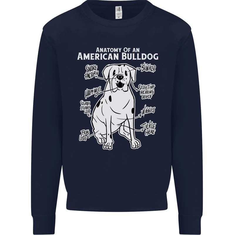 American Bulldog Anatomy Funny Dog Mens Sweatshirt Jumper Navy Blue