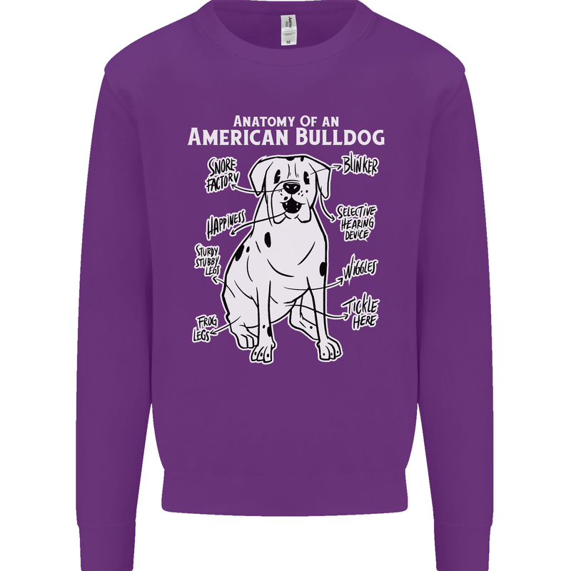 American Bulldog Anatomy Funny Dog Mens Sweatshirt Jumper Purple