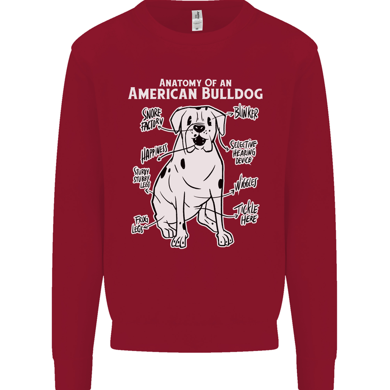 American Bulldog Anatomy Funny Dog Mens Sweatshirt Jumper Red