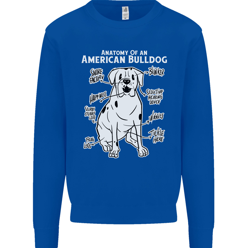 American Bulldog Anatomy Funny Dog Mens Sweatshirt Jumper Royal Blue