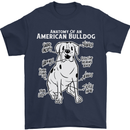 American Bulldog Anatomy Funny Dog Mens T-Shirt 100% Cotton Navy Blue