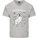 American Bulldog Anatomy Funny Dog Mens V-Neck Cotton T-Shirt Sports Grey