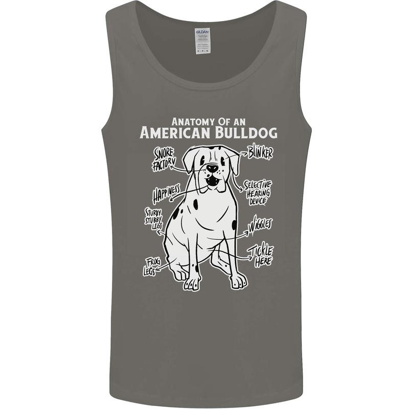 American Bulldog Anatomy Funny Dog Mens Vest Tank Top Charcoal