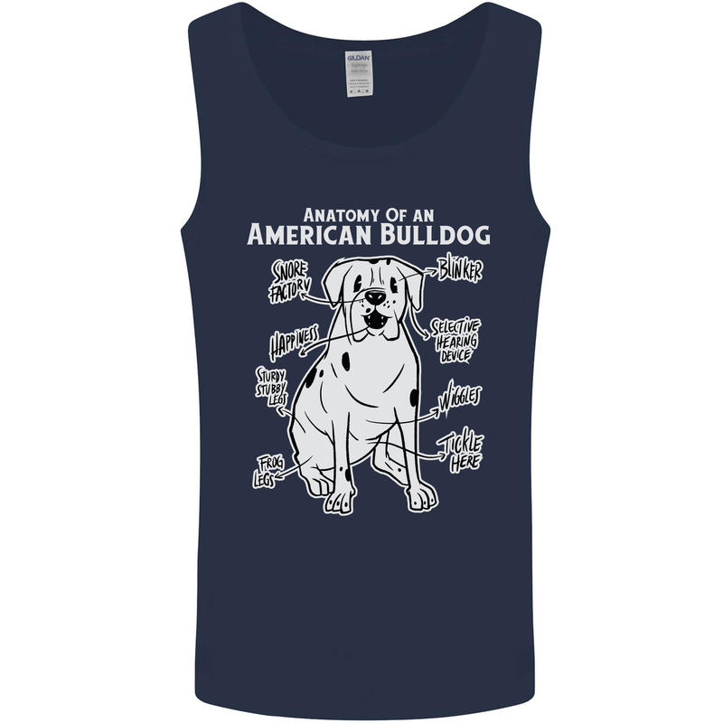 American Bulldog Anatomy Funny Dog Mens Vest Tank Top Navy Blue