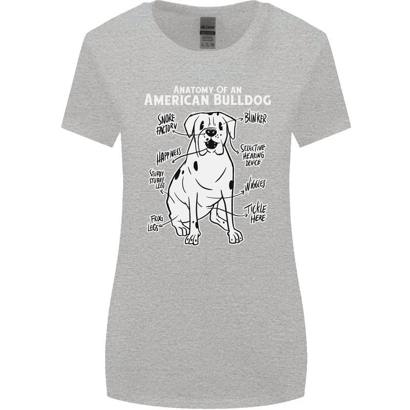 American Bulldog Anatomy Funny Dog Womens Wider Cut T-Shirt Sports Grey