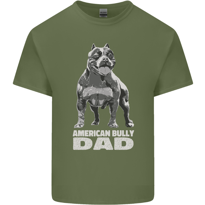 American Bully Dad Funny Fathers Day Dog Mens Cotton T-Shirt Tee Top Military Green