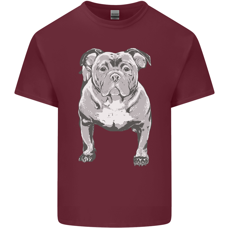 American Bully Striking a Pose Dog Mens Cotton T-Shirt Tee Top Maroon