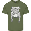 American Bully Striking a Pose Dog Mens Cotton T-Shirt Tee Top Military Green