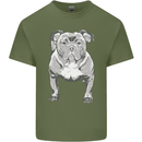 American Bully Striking a Pose Dog Mens Cotton T-Shirt Tee Top Military Green
