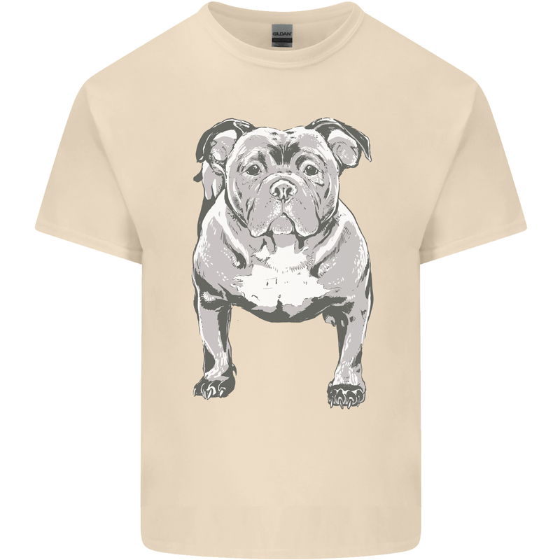 American Bully Striking a Pose Dog Mens Cotton T-Shirt Tee Top Natural