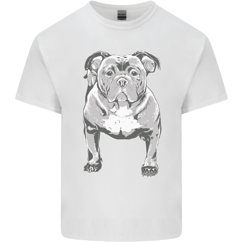 American Bully Striking a Pose Dog Mens Cotton T-Shirt Tee Top White