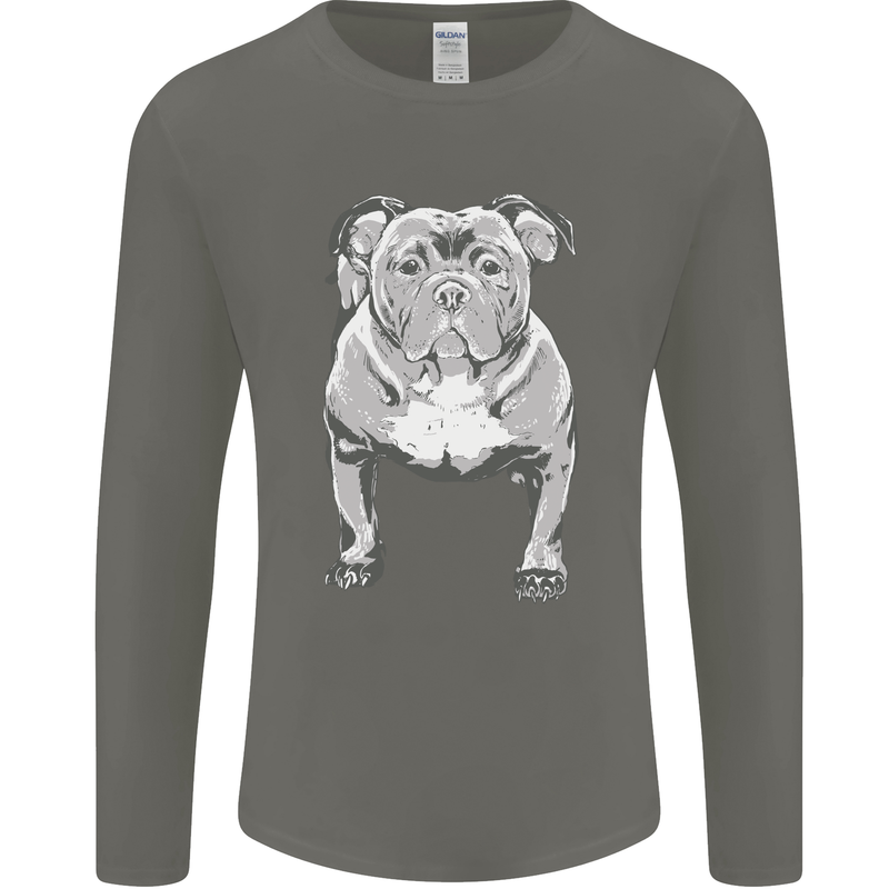 American Bully Striking a Pose Dog Mens Long Sleeve T-Shirt Charcoal