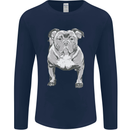 American Bully Striking a Pose Dog Mens Long Sleeve T-Shirt Navy Blue