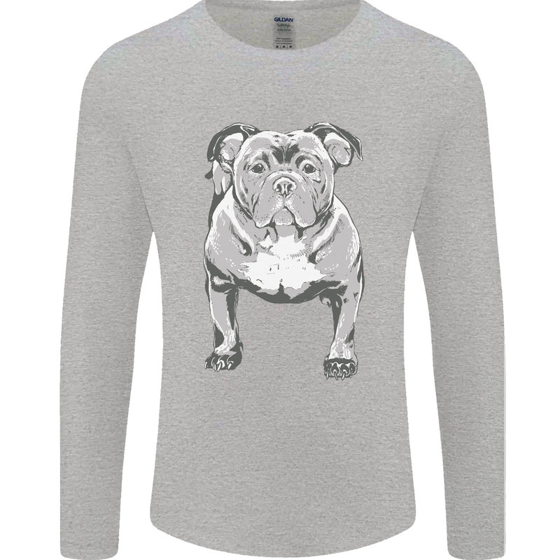 American Bully Striking a Pose Dog Mens Long Sleeve T-Shirt Sports Grey