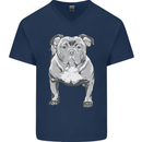 American Bully Striking a Pose Dog Mens V-Neck Cotton T-Shirt Navy Blue