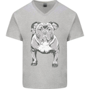 American Bully Striking a Pose Dog Mens V-Neck Cotton T-Shirt Sports Grey