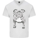 American Bully Striking a Pose Dog Mens V-Neck Cotton T-Shirt White