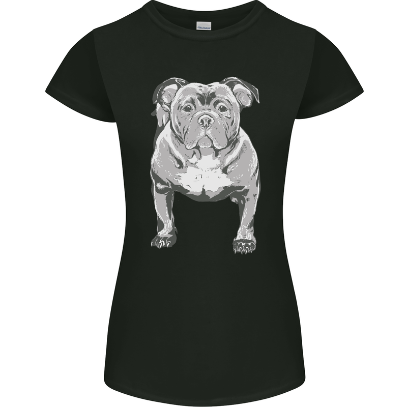 American Bully Striking a Pose Dog Womens Petite Cut T-Shirt Black