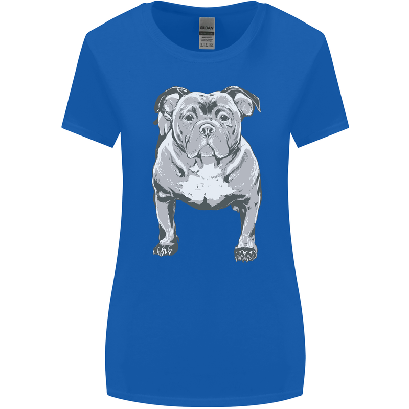 American Bully Striking a Pose Dog Womens Wider Cut T-Shirt Royal Blue