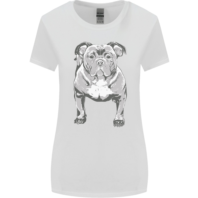 American Bully Striking a Pose Dog Womens Wider Cut T-Shirt White