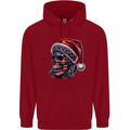 American Christmas Skull Xmas USA Flag Biker Childrens Kids Hoodie Red