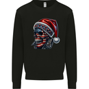 American Christmas Skull Xmas USA Flag Biker Kids Sweatshirt Jumper Black
