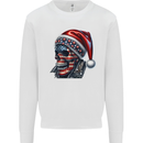 American Christmas Skull Xmas USA Flag Biker Kids Sweatshirt Jumper White