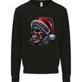 American Christmas Skull Xmas USA Flag Biker Mens Sweatshirt Jumper Black