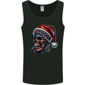 American Christmas Skull Xmas USA Flag Biker Mens Vest Tank Top Black