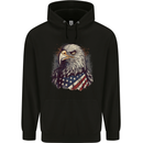 American Eagle With USA Flag July 4th Childrens Kids Hoodie Black