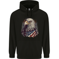 American Eagle With USA Flag July 4th Mens 80% Cotton Hoodie Black
