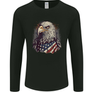 American Eagle With USA Flag July 4th Mens Long Sleeve T-Shirt Black
