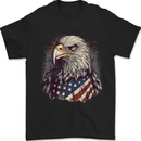 American Eagle With USA Flag July 4th Mens T-Shirt 100% Cotton Black