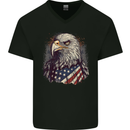 American Eagle With USA Flag July 4th Mens V-Neck Cotton T-Shirt Black