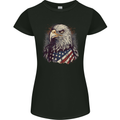 American Eagle With USA Flag July 4th Womens Petite Cut T-Shirt Black