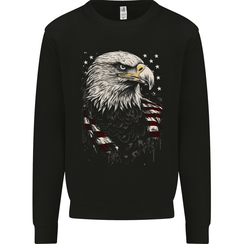 American Eagle With USA Flag Kids Sweatshirt Jumper Black