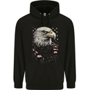American Eagle With USA Flag Mens 80% Cotton Hoodie Black