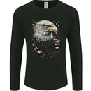 American Eagle With USA Flag Mens Long Sleeve T-Shirt Black