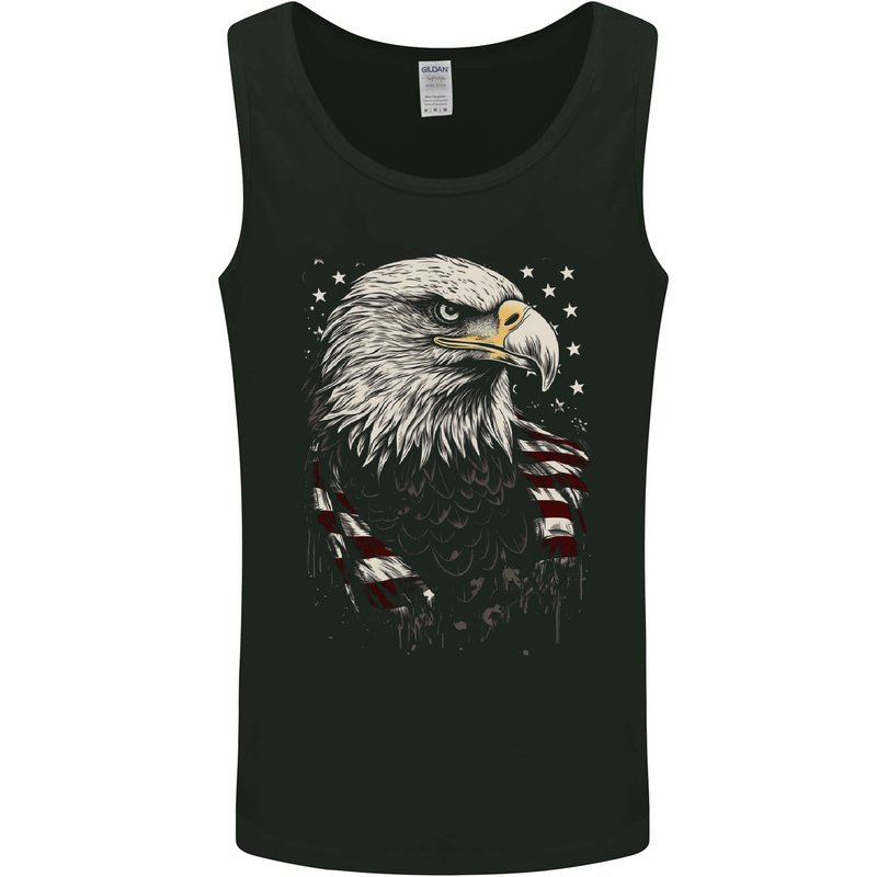 American Eagle With USA Flag Mens Vest Tank Top Black