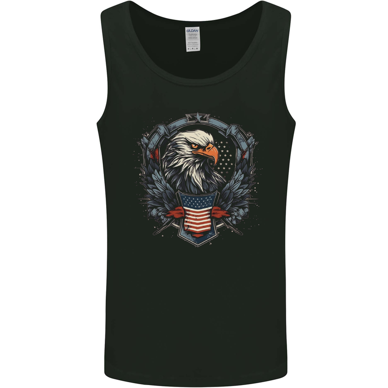 American Eagle With USA Flag Shield Mens Vest Tank Top Black