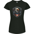 American Eagle With USA Flag Shield Womens Petite Cut T-Shirt Black