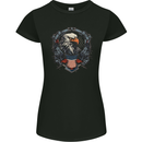 American Eagle With USA Flag Shield Womens Petite Cut T-Shirt Black