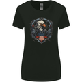 American Eagle With USA Flag Shield Womens Wider Cut T-Shirt Black