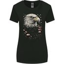 American Eagle With USA Flag Womens Wider Cut T-Shirt Black